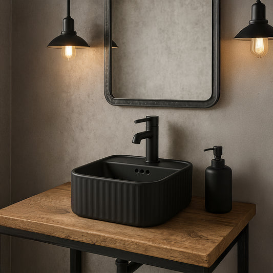 Lavabo cuadrado negro mate Seul