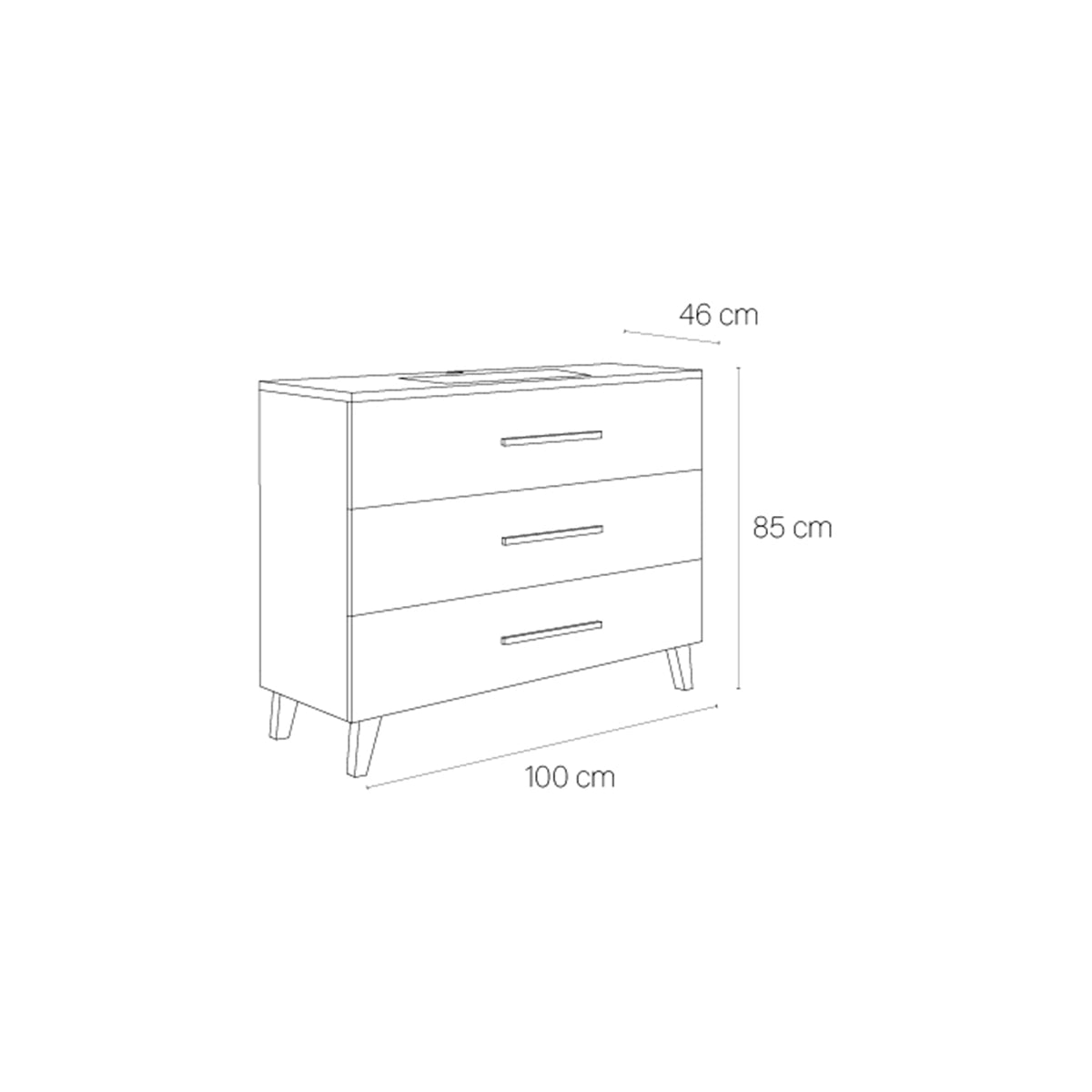 Mueble baño 3 cajones Fusta