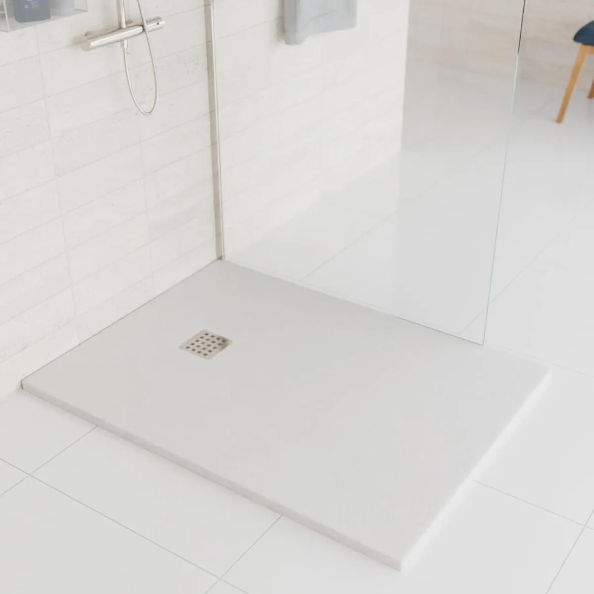 Plato ducha resina pizarra blanco ¡Envío rápido! - Thebath