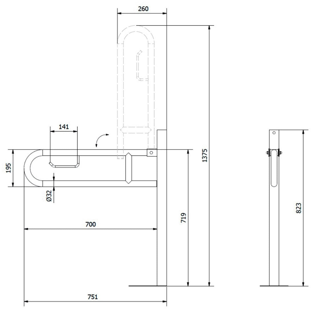 Barra Minusvalidos con columna