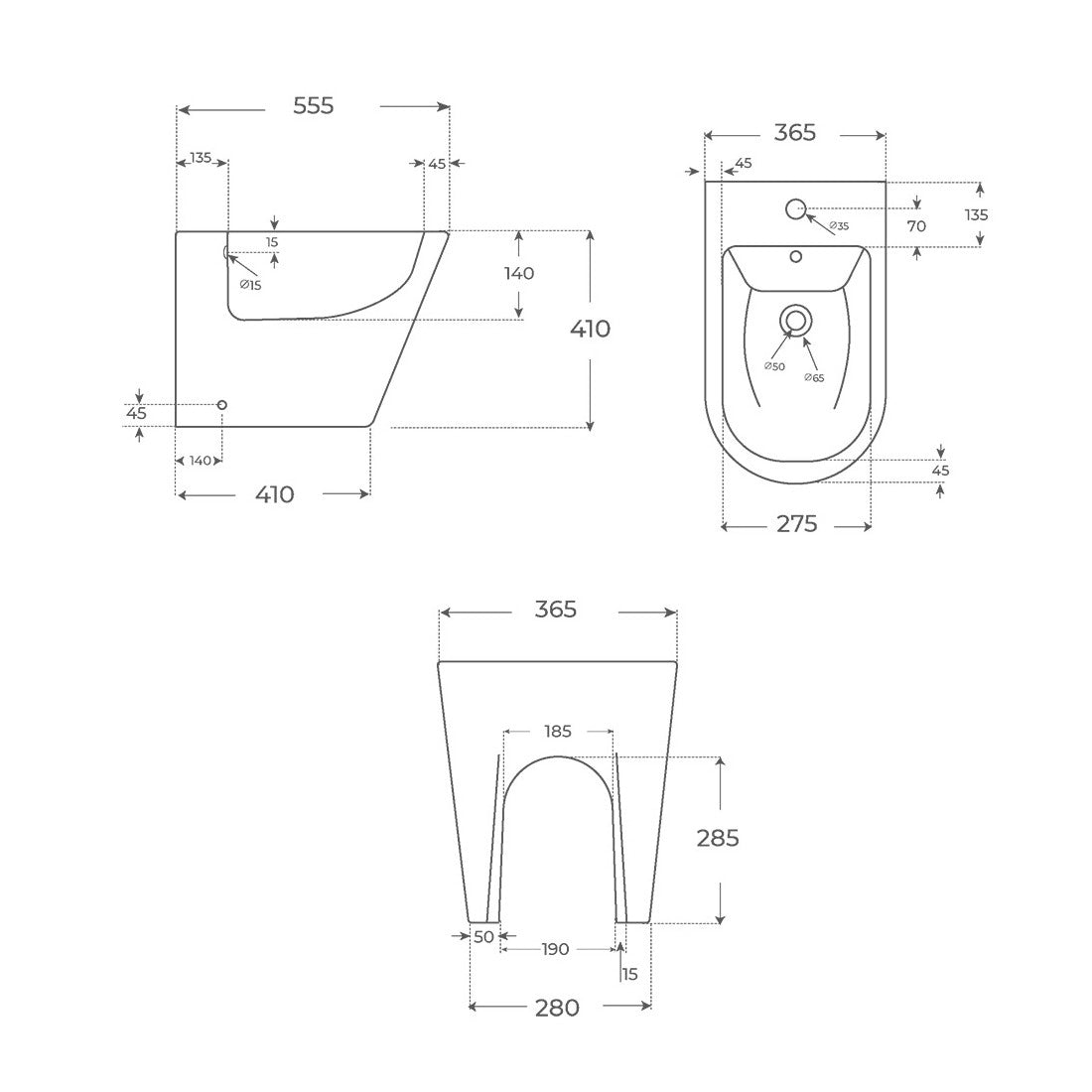 Bidé a suelo Bolonia mate