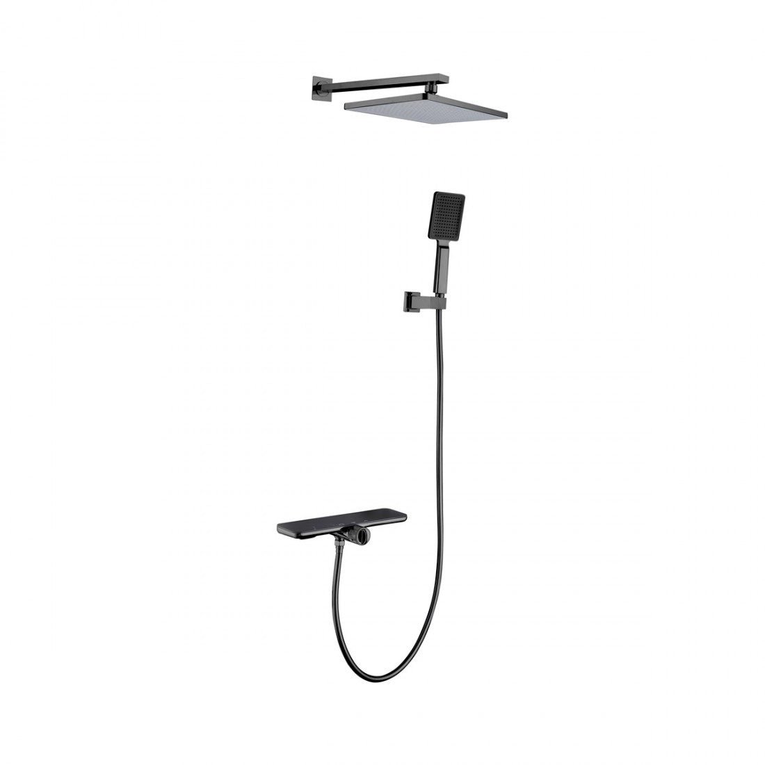 Columna de ducha empotrada negra con balda Bequia