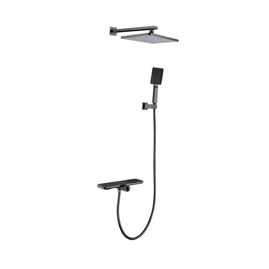 Columna de ducha empotrada negra con balda Bequia