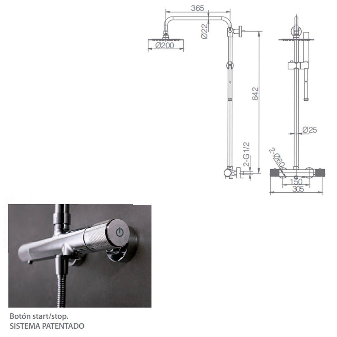 Columna de ducha y bañera Line