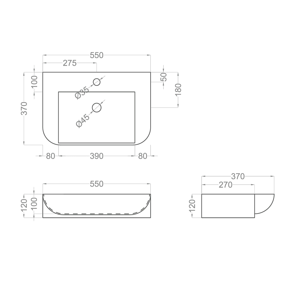 Lavabo de fondo reducido Bali - Thebath