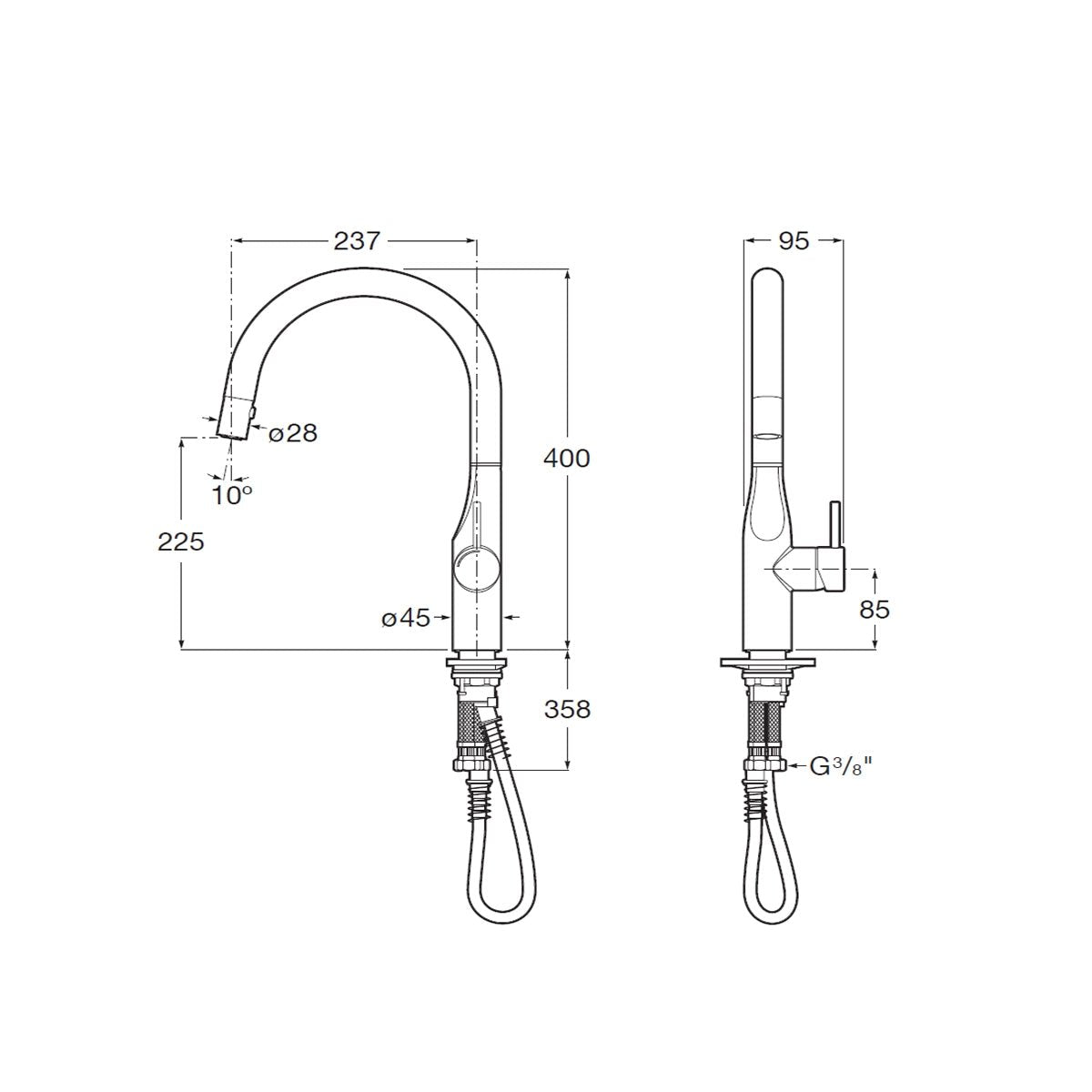 Grifo cocina extraíble Glera - Thebath
