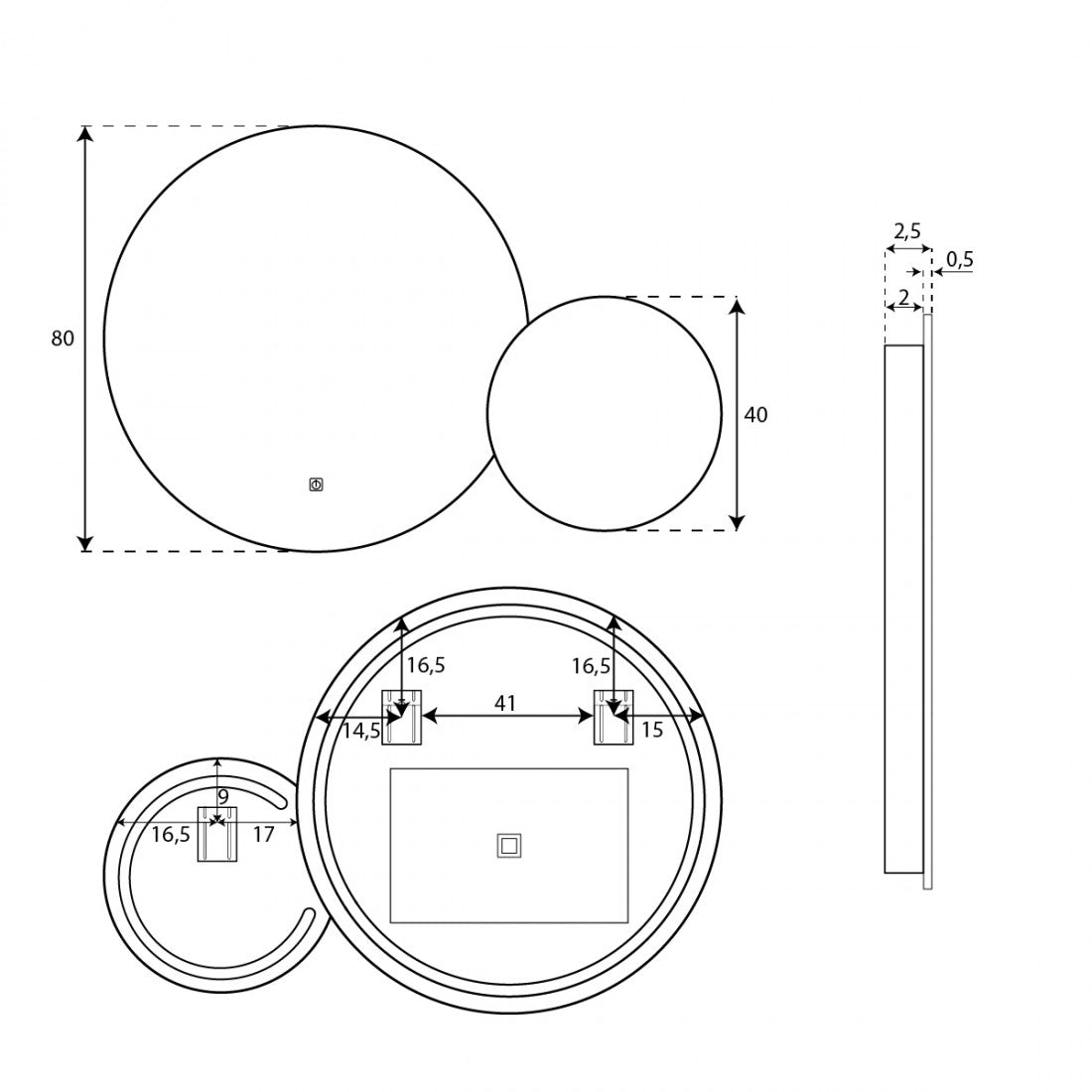 Espejo de baño con luz led Ares