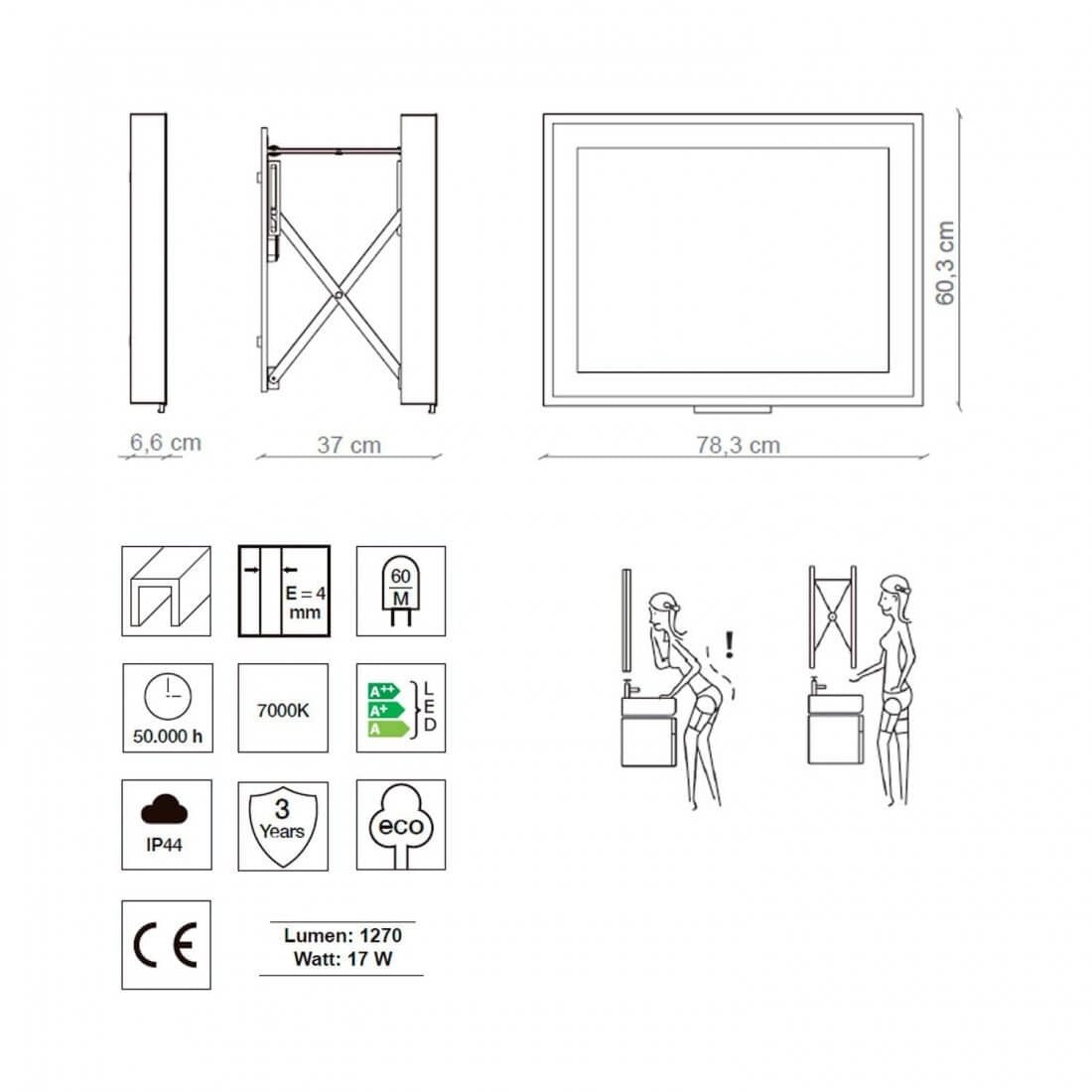 Espejo extensible Led rectangular