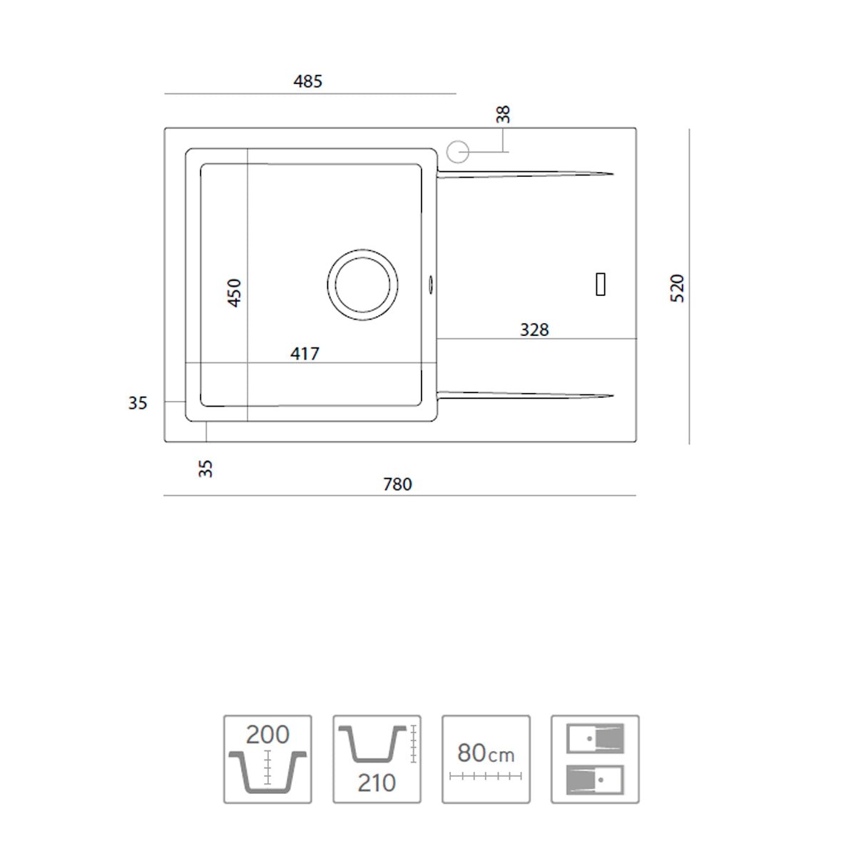 Fregadero granito Supreme 780 - Thebath