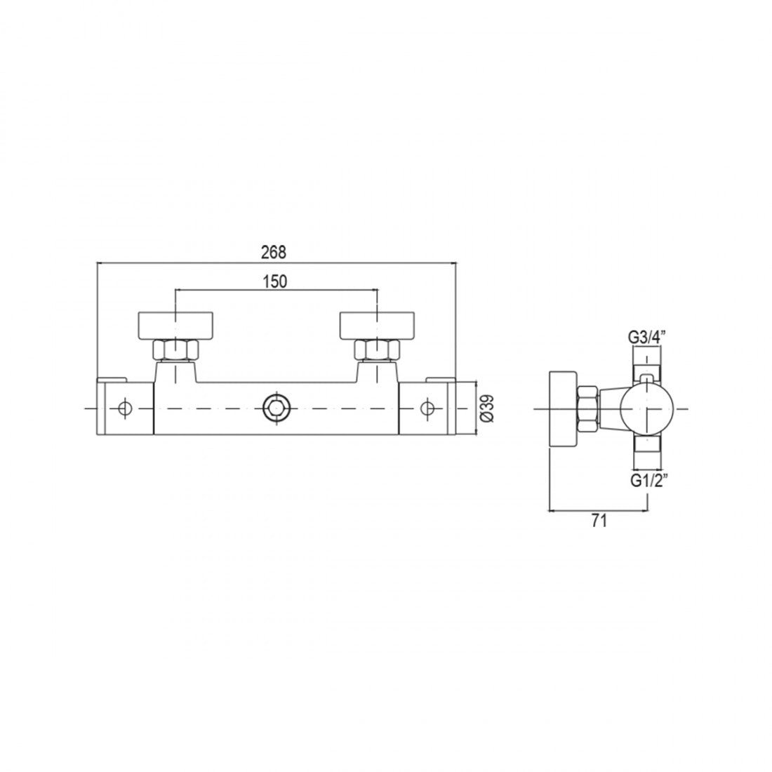 Grifo de ducha termostático cromado Escade