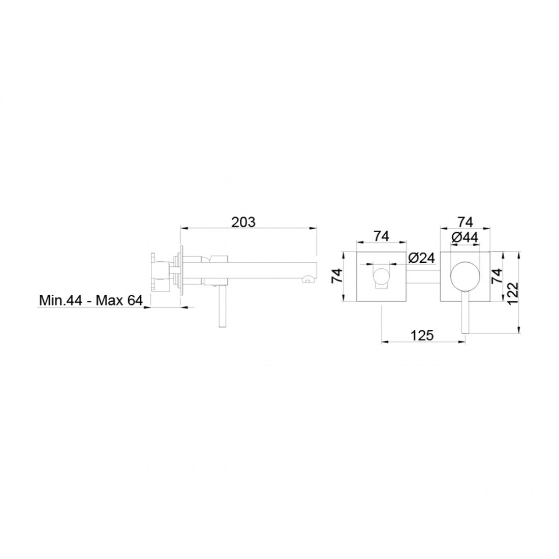 Grifo empotrado para lavabo cromado Stick two