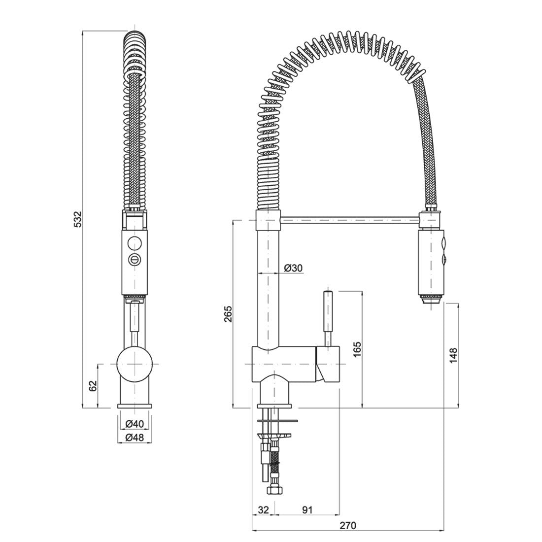 Grifo industrial flexible de cocina