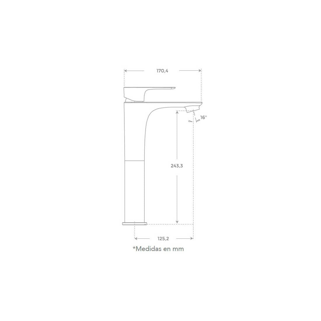 Grifo lavabo Flat Caño alto