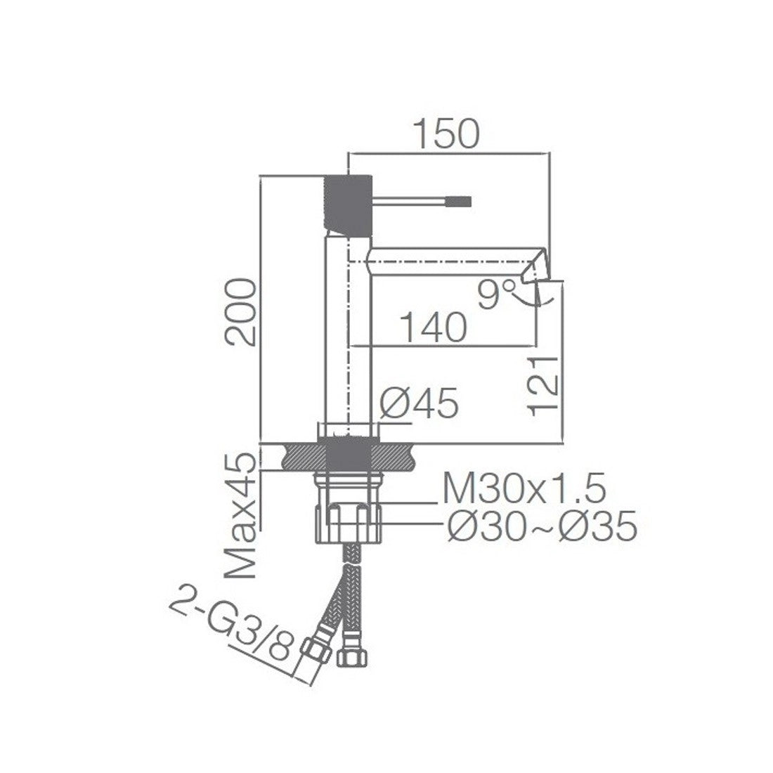 Grifo monomando de lavabo Line