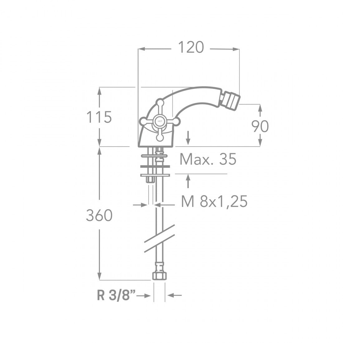 Grifo para bidé laton envejecido Monobloc época