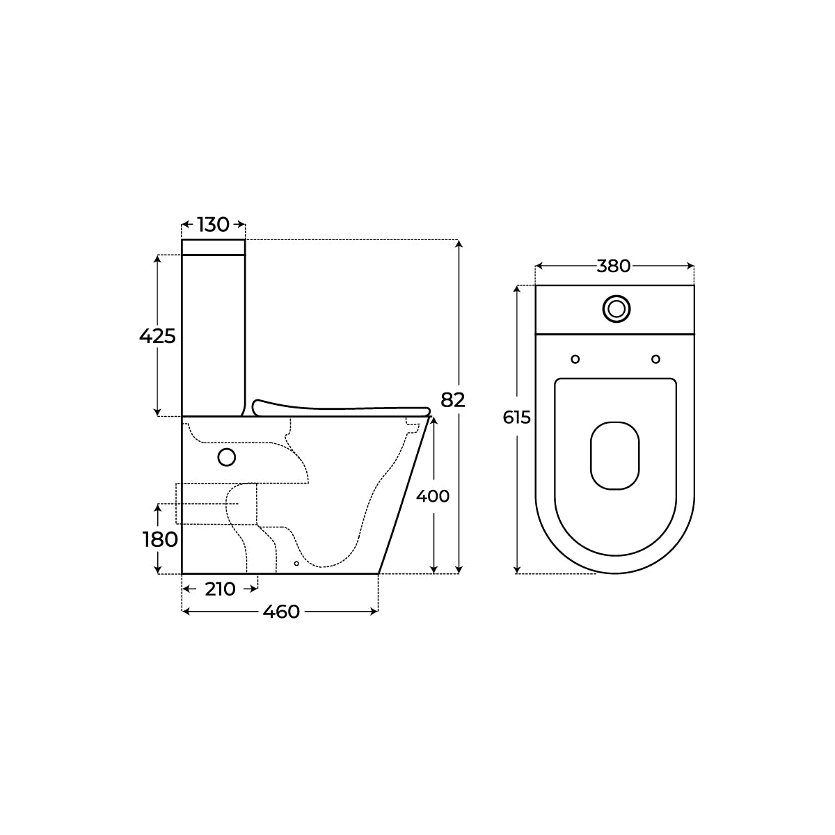 Inodoro de tanque bajo Tarento negro mate - Thebath