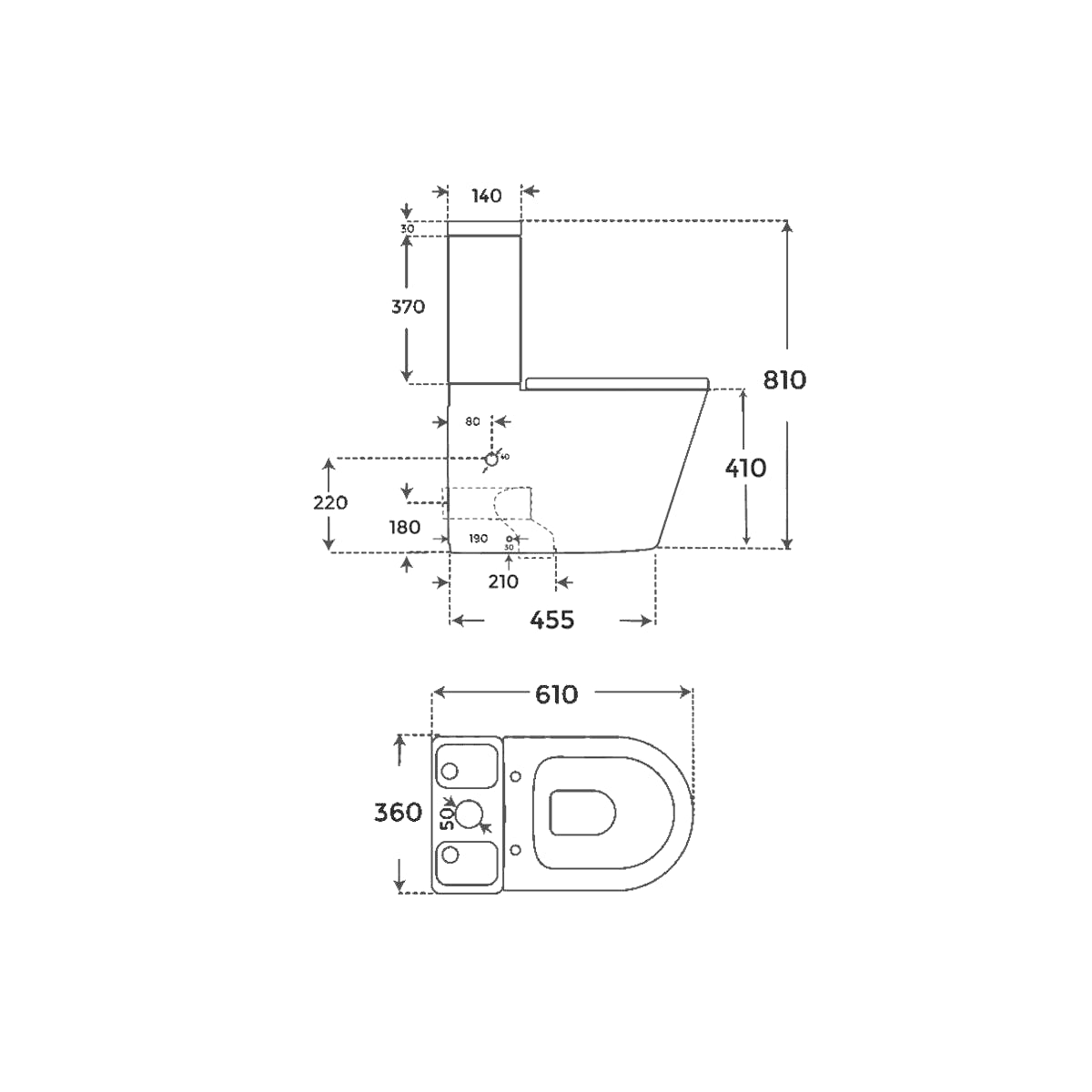 Inodoro pequeño Rimless Cyclone Black Mate - Thebath