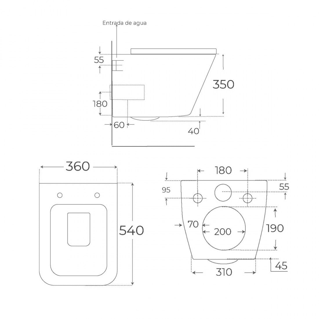 Inodoro suspendido gris mate Venecia