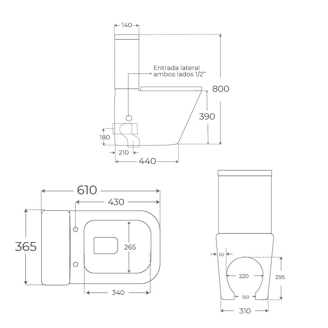 Inodoro tanque bajo blanco mate Venecia