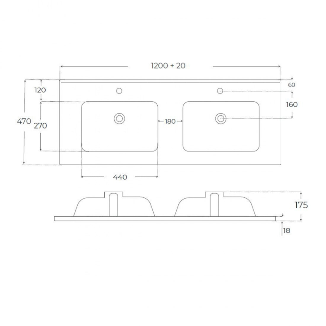 Lavabo doble seno Gara