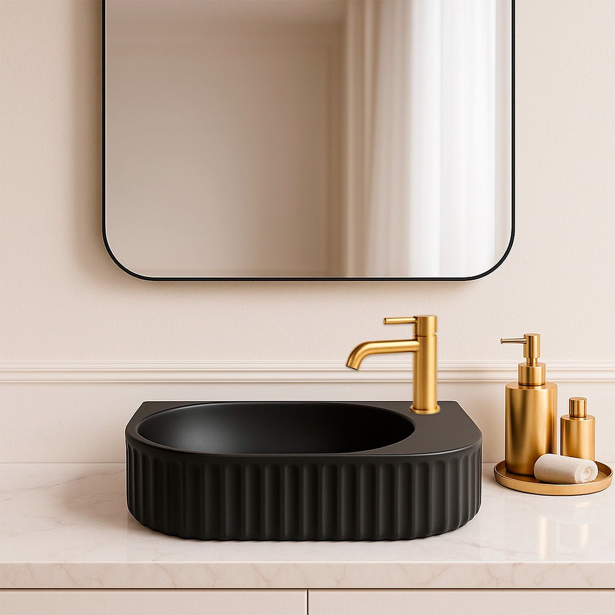 Lavabo rectangular pequeño negro Glea - Thebath