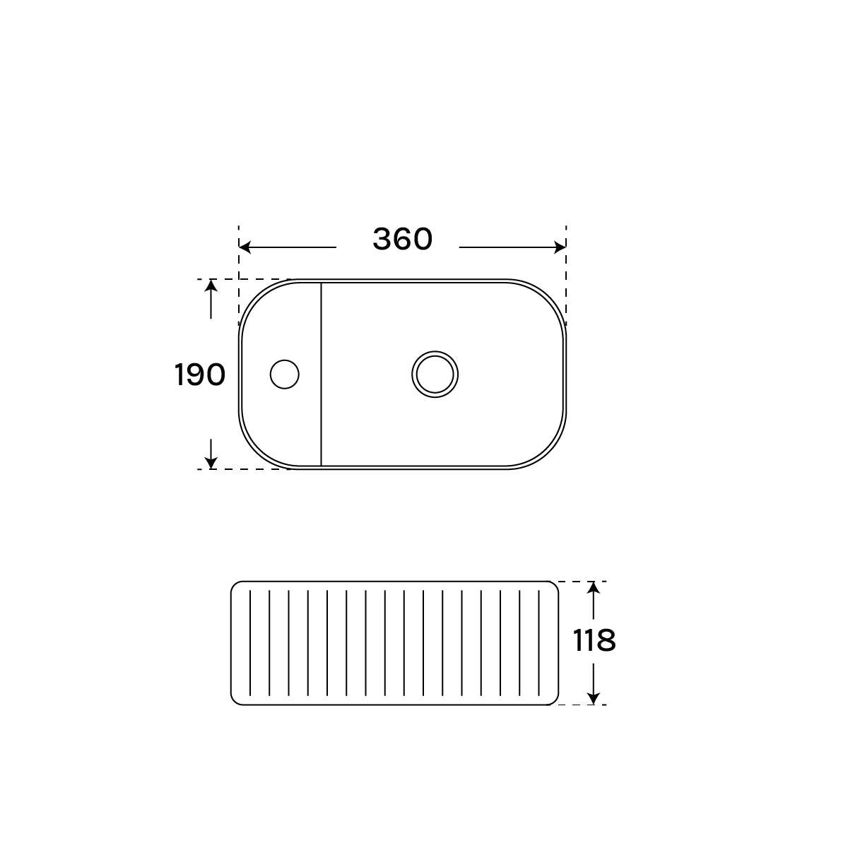 Lavabo rectangular sobre encimera Seul