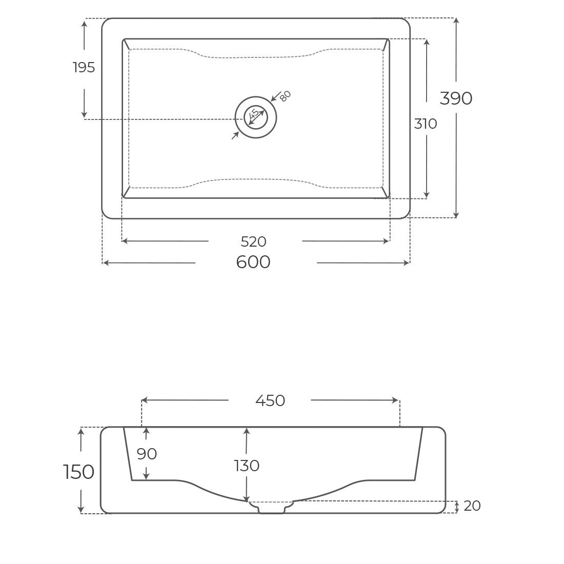 Lavabo sobre encimera Aira