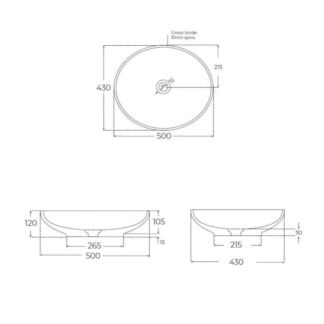 Lavabo Sobre encimera Ovalo