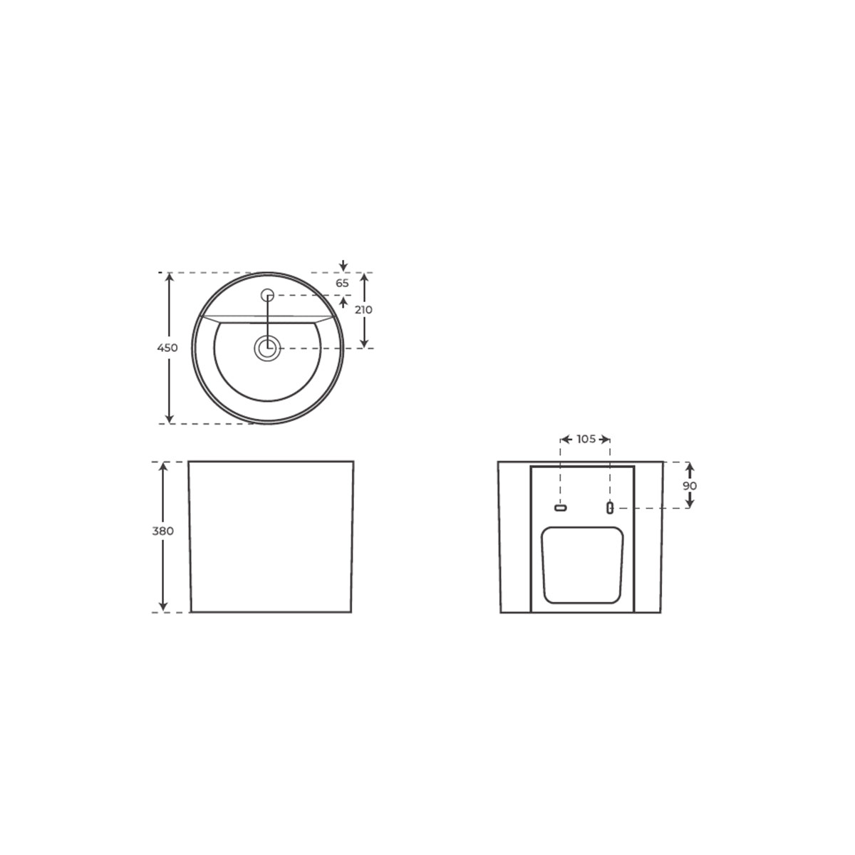 Lavabo suspendido redondo Levi - Thebath