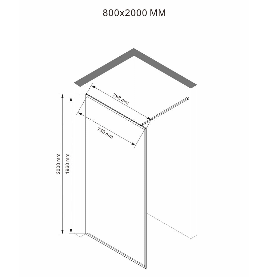 Mampara walk in negra mate Tokio