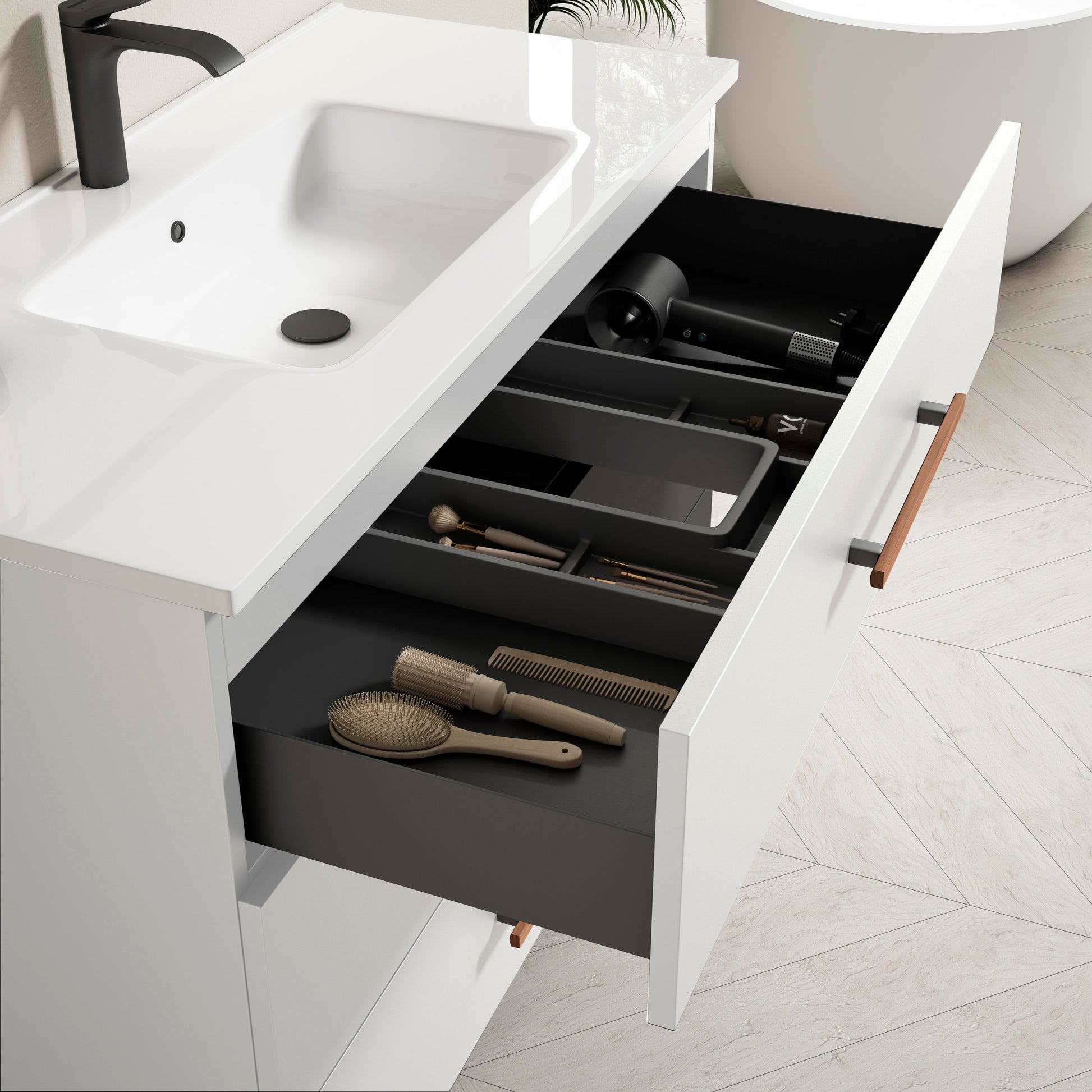 Mueble baño 3 cajones doble seno Fusta - Thebath