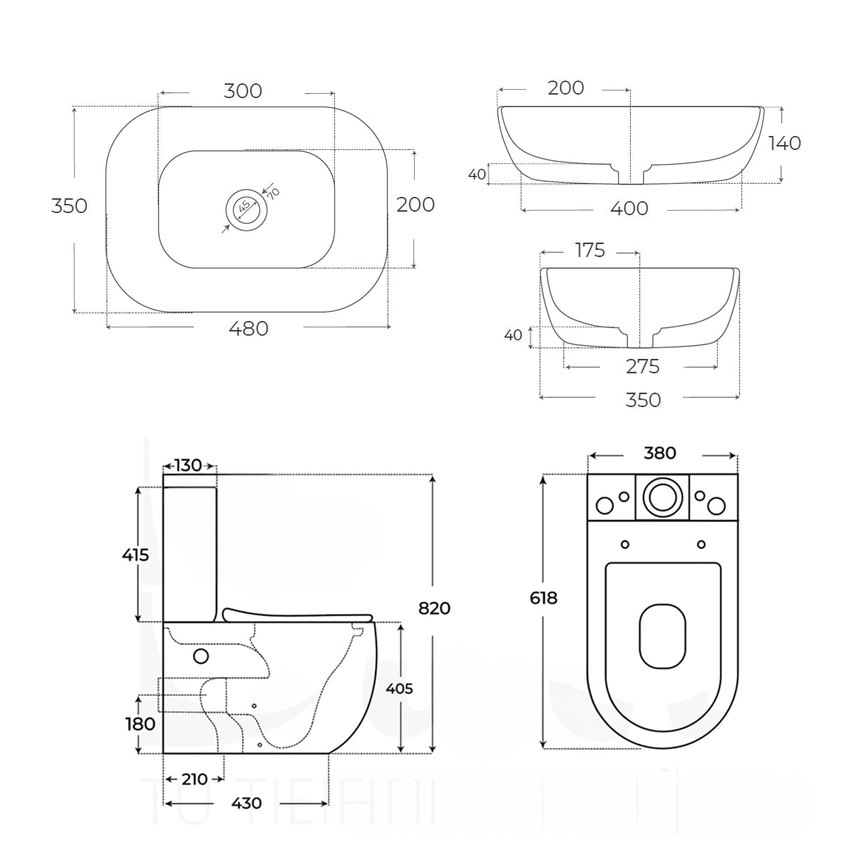 Pack inodoro Gales + lavabo ovalado Yaco - The Bath