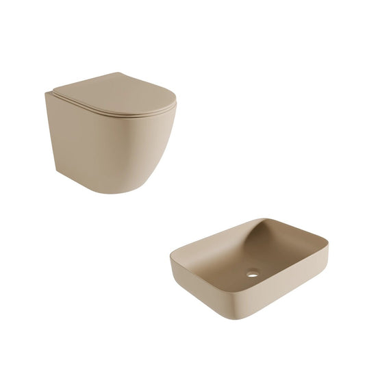 Pack Inodoro y Lavabo Marrón Jana - Thebath