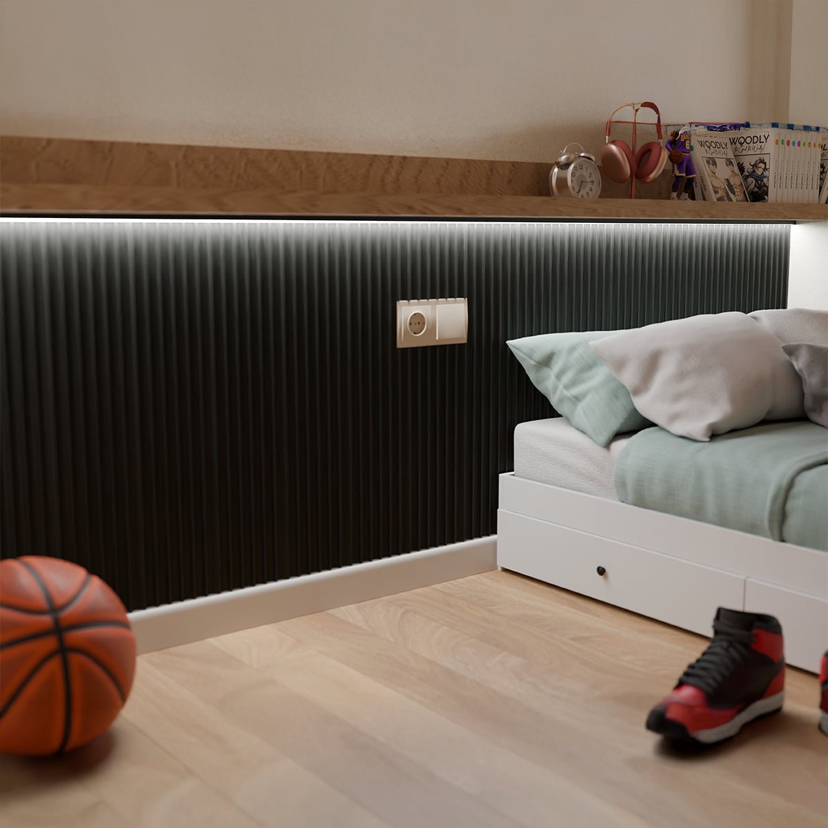 Panel de pared WPC Metalizado Cepillado - Thebath