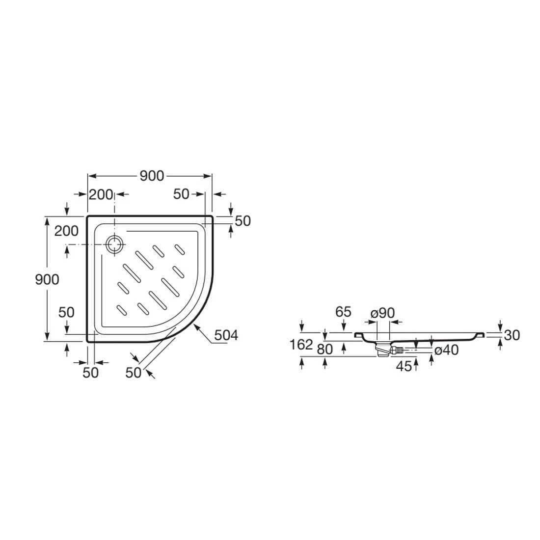 Plato de ducha acrílico angular