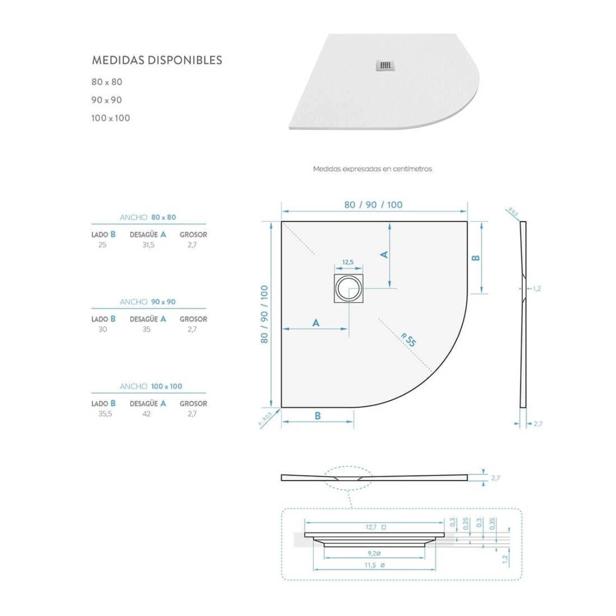 Plato de ducha Curve