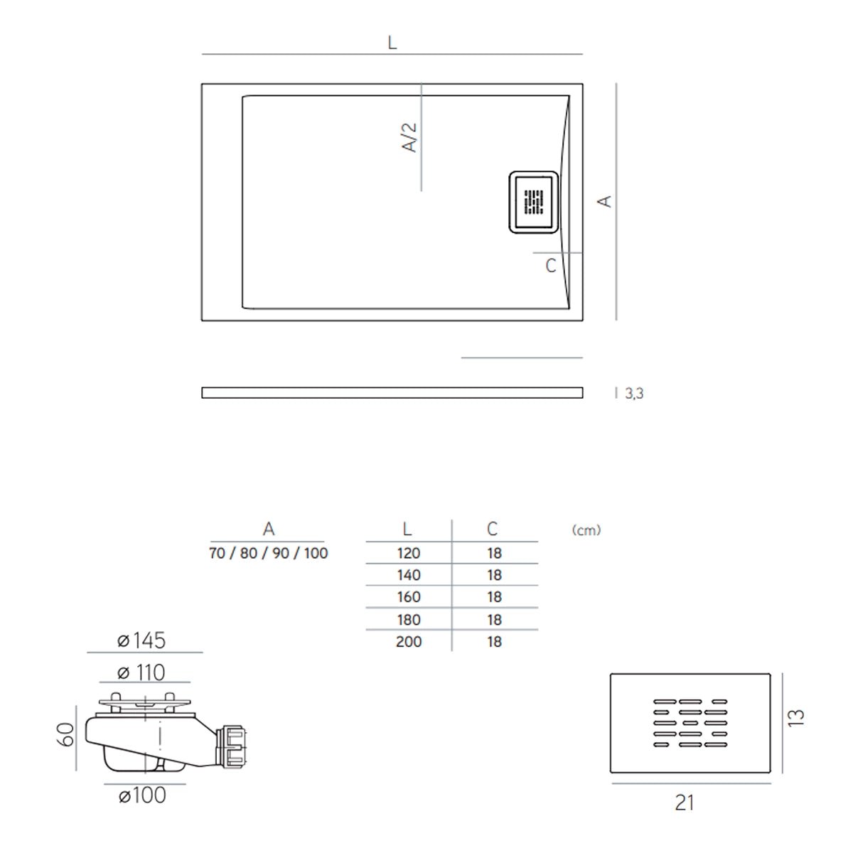 Plato de ducha enmarcado Stylo - The Bath