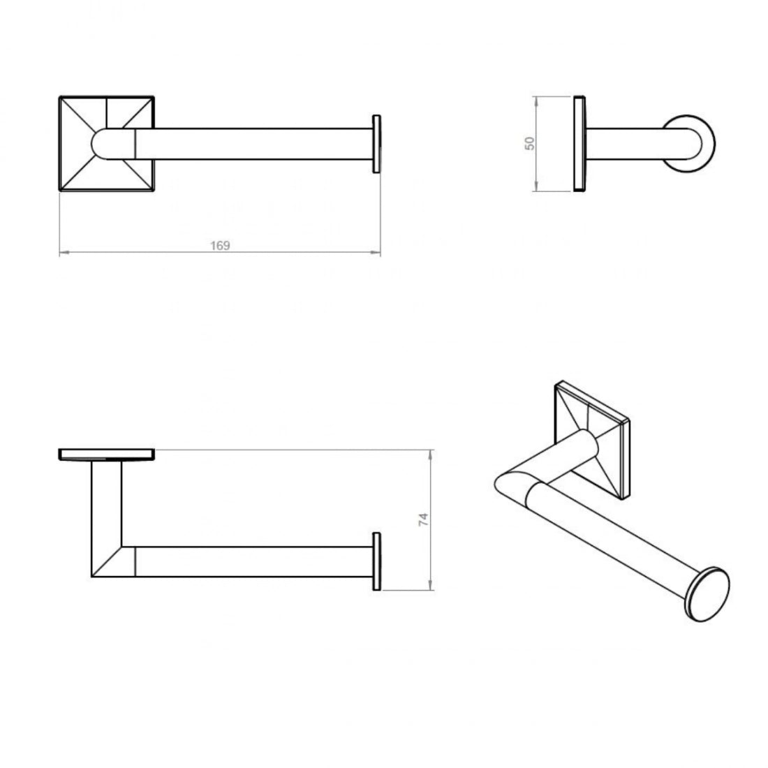 Portarrollos sin tapa Duo square