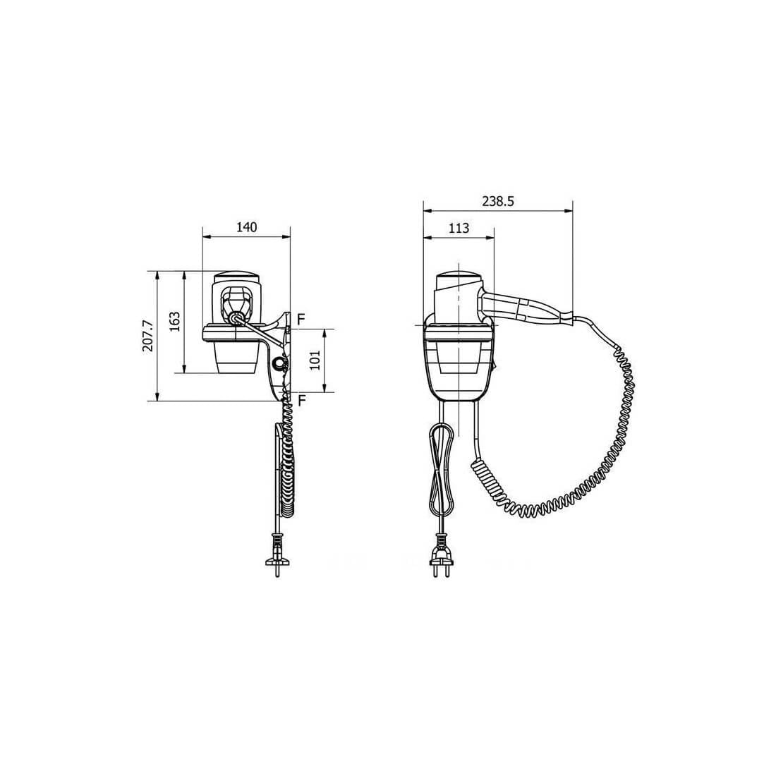 Secador pelo mural Pistola