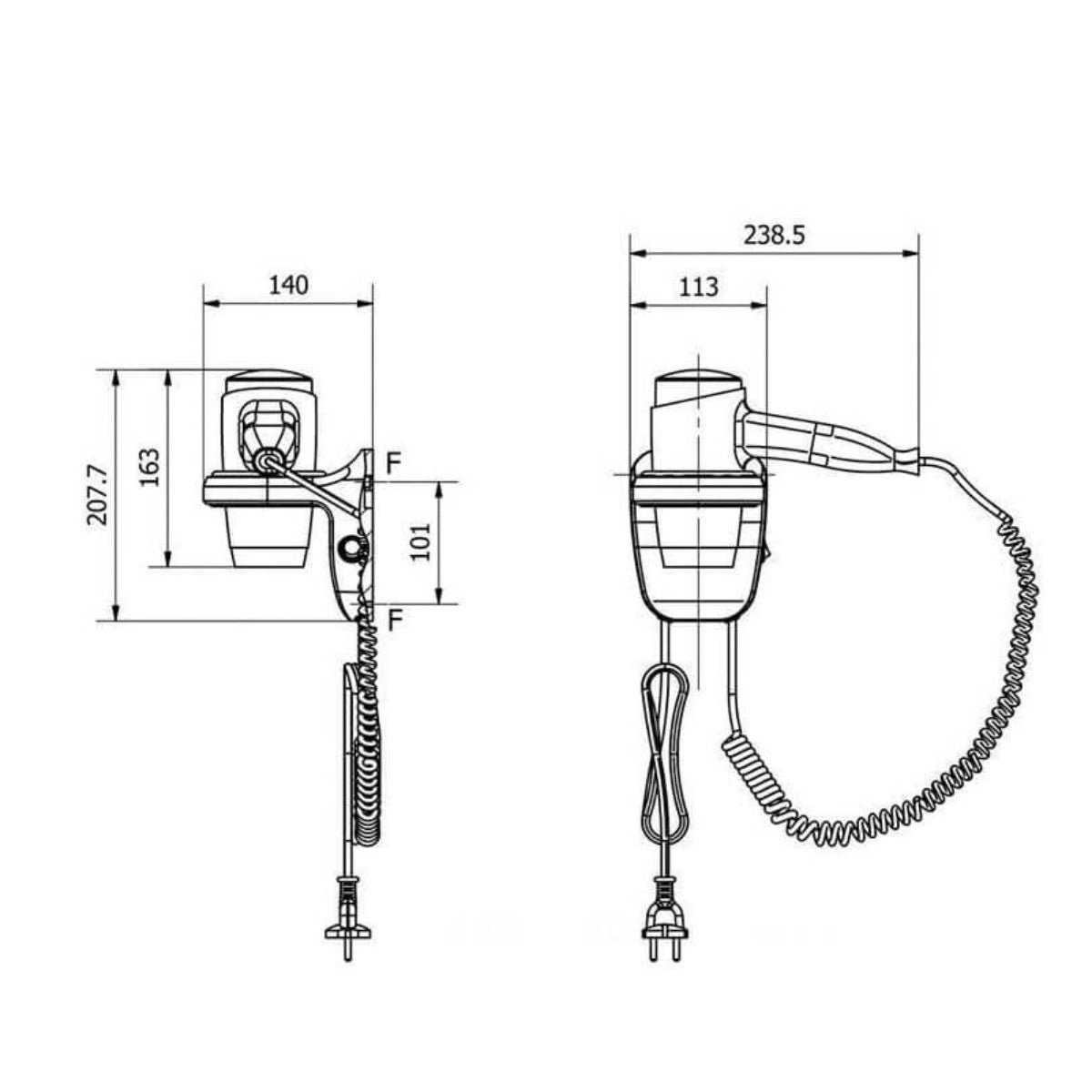 Secador pelo mural Pistola