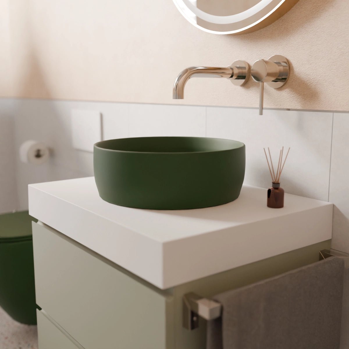 Lavabo verde oscuro redondo Jana - Thebath