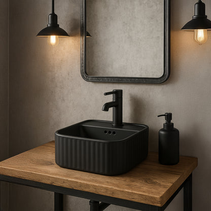 Lavabo cuadrado negro mate Seul