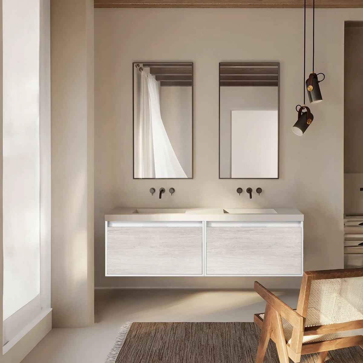 Lavabo sobre mueble resina 2 senos Regular