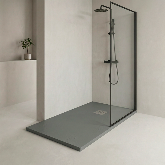 Plato de ducha gris de resina Esencial