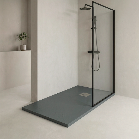 Plato ducha resina textura pizarra Esencial