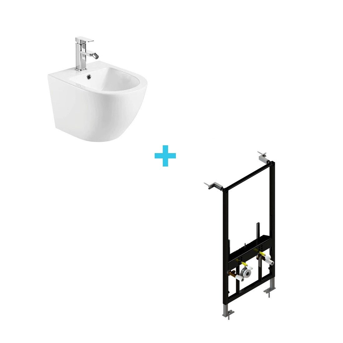 Pack bidé blanco brillo y bastidor suspendido Zurca - Thebath