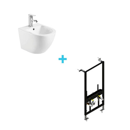 Pack bidé blanco brillo y bastidor suspendido Zurca - Thebath
