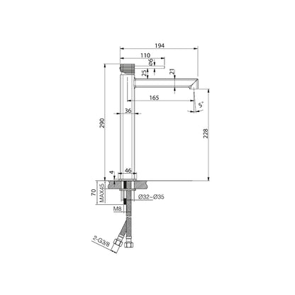 Monomando lavabo caño alto Firenze