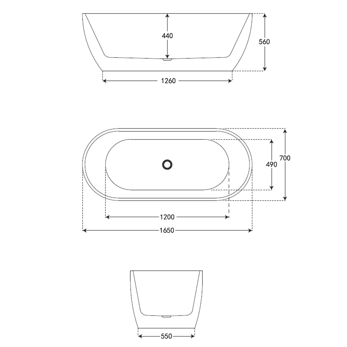 Bañera exenta ovalada Volta