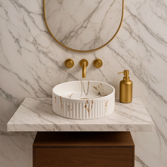 Lavabo blanco sobre encimera Kush